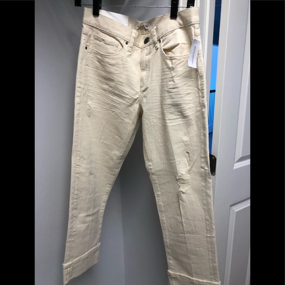 Banana Republic Pants - NWT Banana Republic distressed cream premium denim